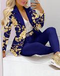 Fashion Chain Texture Print Suit
