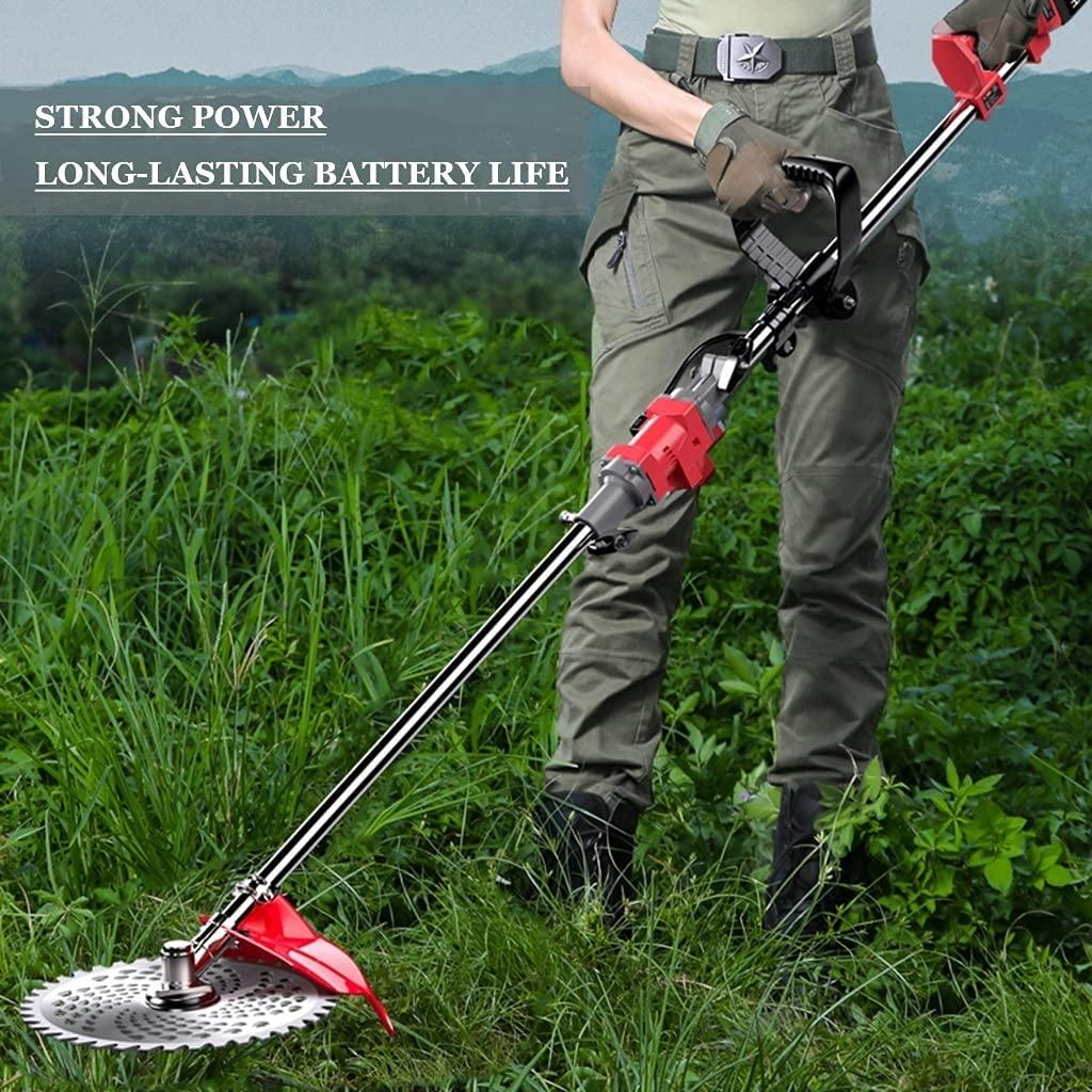 Priority Culture Electric Lawn Mower, Cordless String Trimmer, Weeder Small Household Electric Lawn Mower, Yuanlin Multifunctional Weeder, Retractable Rod, 21V/3Ah, 21V/6Ah Lithium Battery