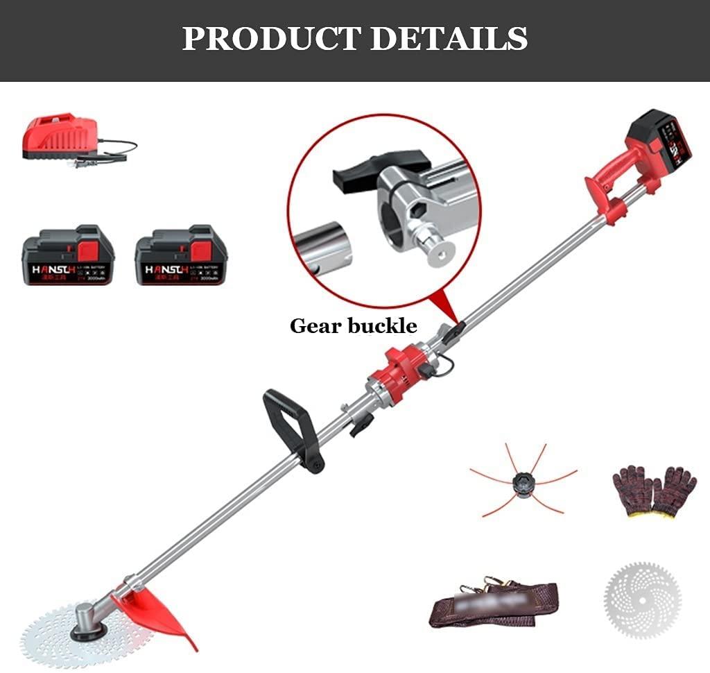 Priority Culture Electric Lawn Mower, Cordless String Trimmer, Weeder Small Household Electric Lawn Mower, Yuanlin Multifunctional Weeder, Retractable Rod, 21V/3Ah, 21V/6Ah Lithium Battery