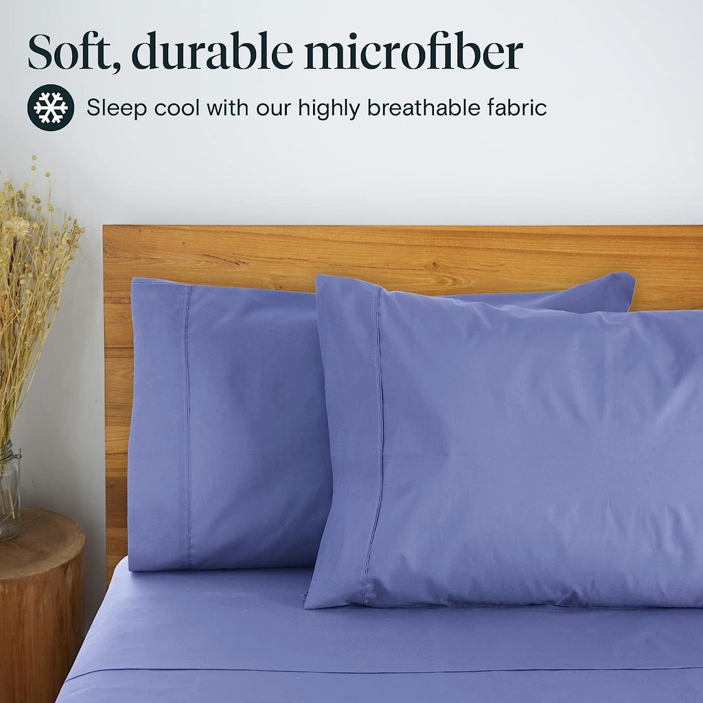 LuxClub 6 PC Queen Sheet Set Bamboo Sheets Deep Pockets 18" Eco Friendly Wrinkle Free Cooling Sheets Machine Washable Hotel Bedding Silky Soft - Violet Blue Queen