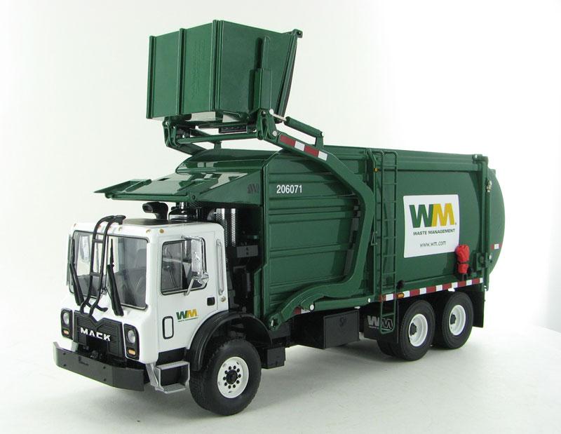 Mack TerraPro "Waste Management" Front Load Refuse Truck with Bin 1/34 Diecast Model by First Gear