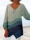 Fashion Printed V-neck Long-sleeved Casual Blouse