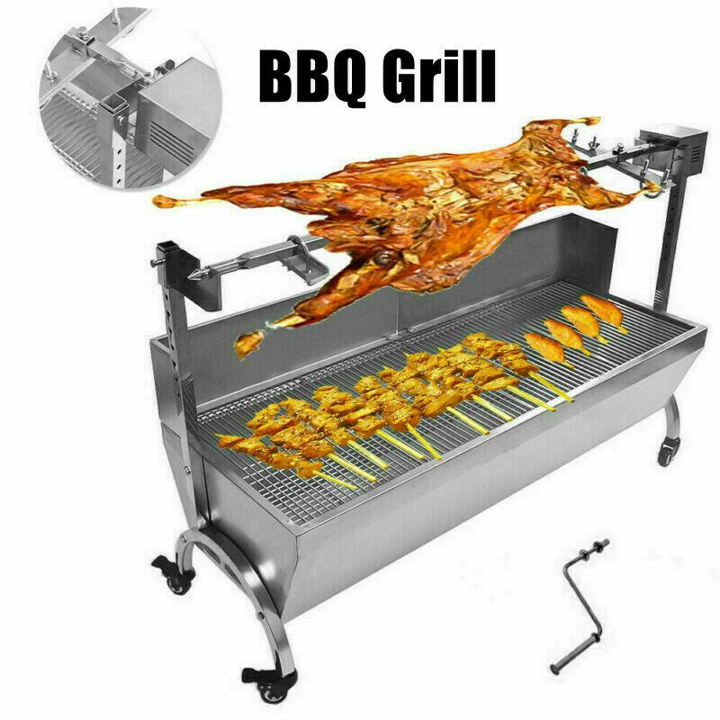 46'' Portable Spit Roaster Rotisserie Pig Lamb Roast Outdoor BBQ Grill
