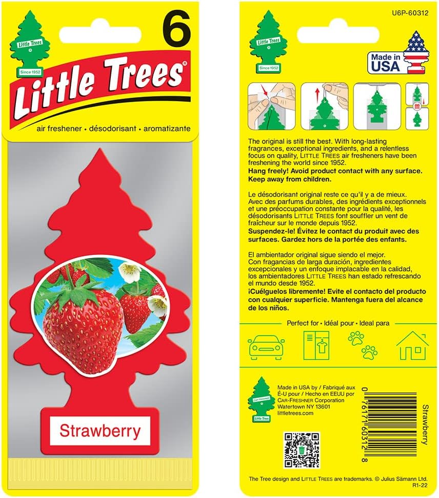 LITTLE TREES Air Fresheners Car Air Freshener. Hanging Tree Provides Long Lasting Scent for Auto or Home. Strawberry, 24 Air Fresheners