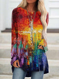 Color Cross Print T-shirt