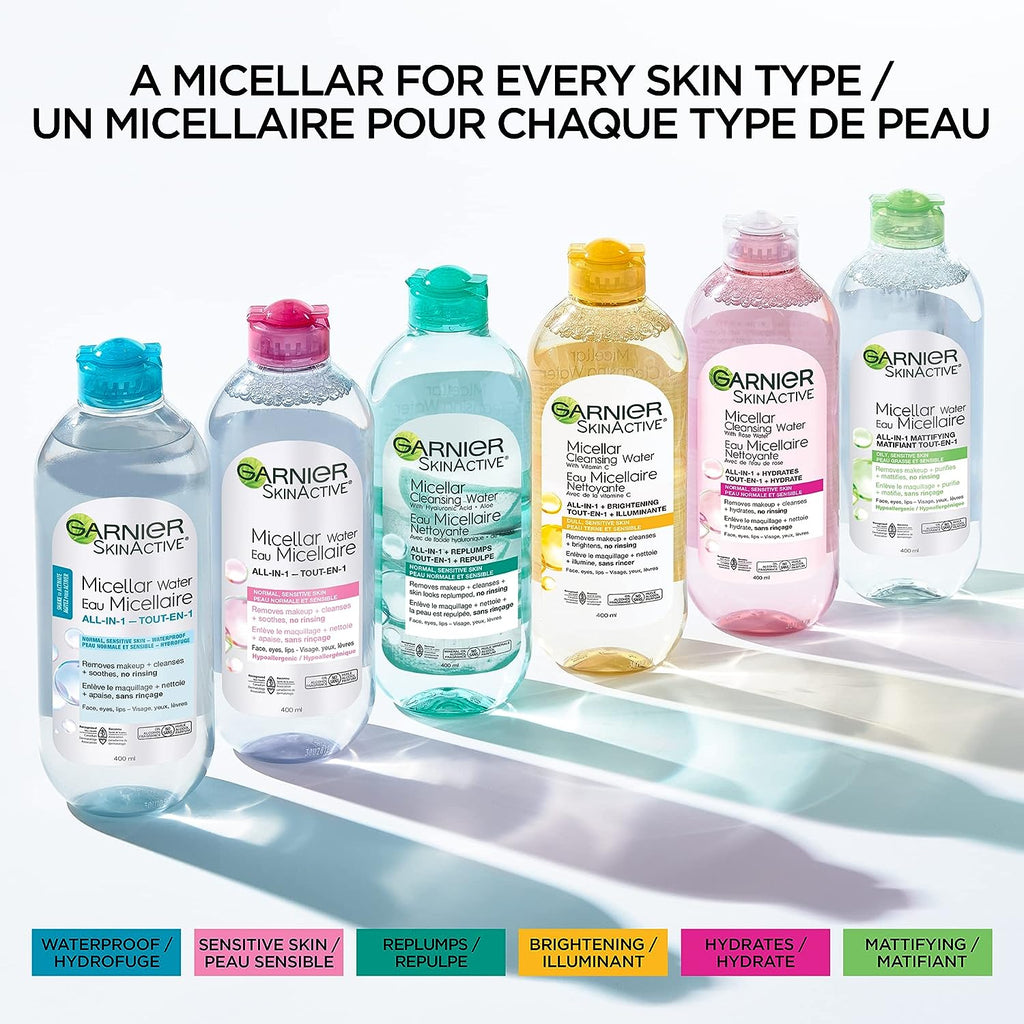 Garnier SkinActive Micellar Cleansing Water, For Waterproof Makeup, 3.4 Fl Oz