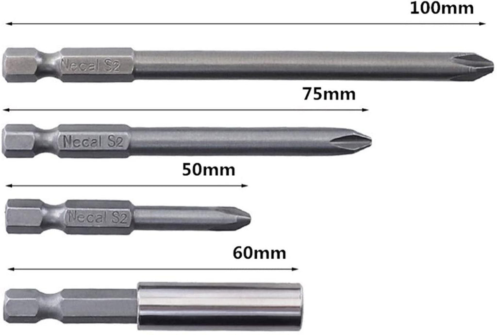 XFXCH 12PCS 1/4 Hexagon 50 75 100mm S2 Alloy Screwdriver Bit Magnetic Set PH Electric Screwdriver Bit Socket Tool Set Screwdriver set (Color : 17)
