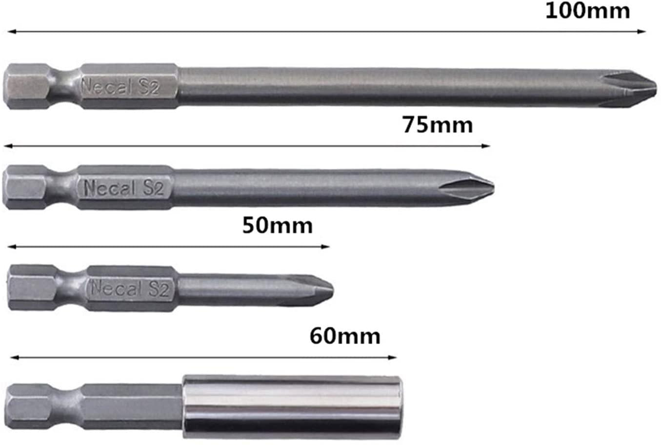 XFXCH 12PCS 1/4 Hexagon 50 75 100mm S2 Alloy Screwdriver Bit Magnetic Set PH Electric Screwdriver Bit Socket Tool Set Screwdriver set (Color : 17)