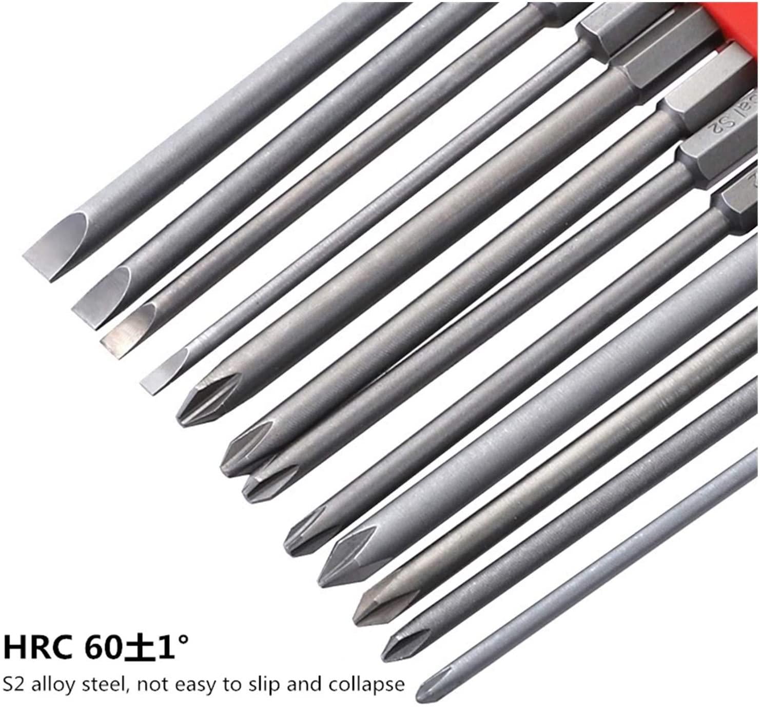 XFXCH 12PCS 1/4 Hexagon 50 75 100mm S2 Alloy Screwdriver Bit Magnetic Set PH Electric Screwdriver Bit Socket Tool Set Screwdriver set (Color : 18)