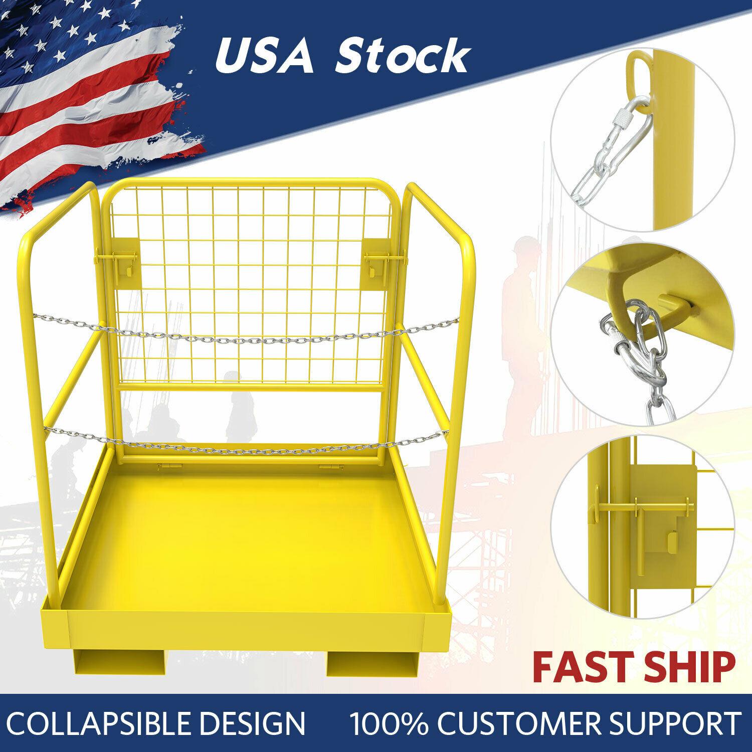 Forklift Safety CaWork Platform Basket 36"x36" Heavy Duty Steel Collapsible