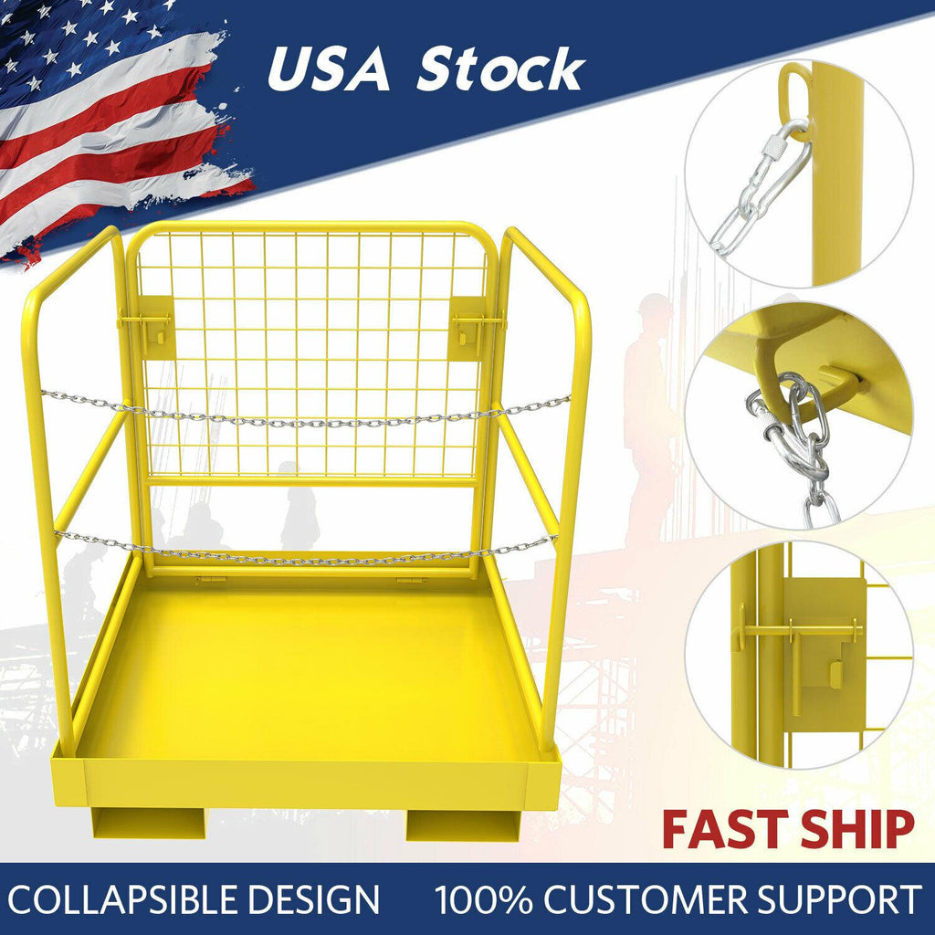 Forklift Safety CaWork Platform Basket 36"x36" Heavy Duty Steel Collapsible