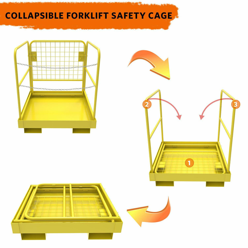 Forklift Safety CaWork Platform Basket 36"x36" Heavy Duty Steel Collapsible