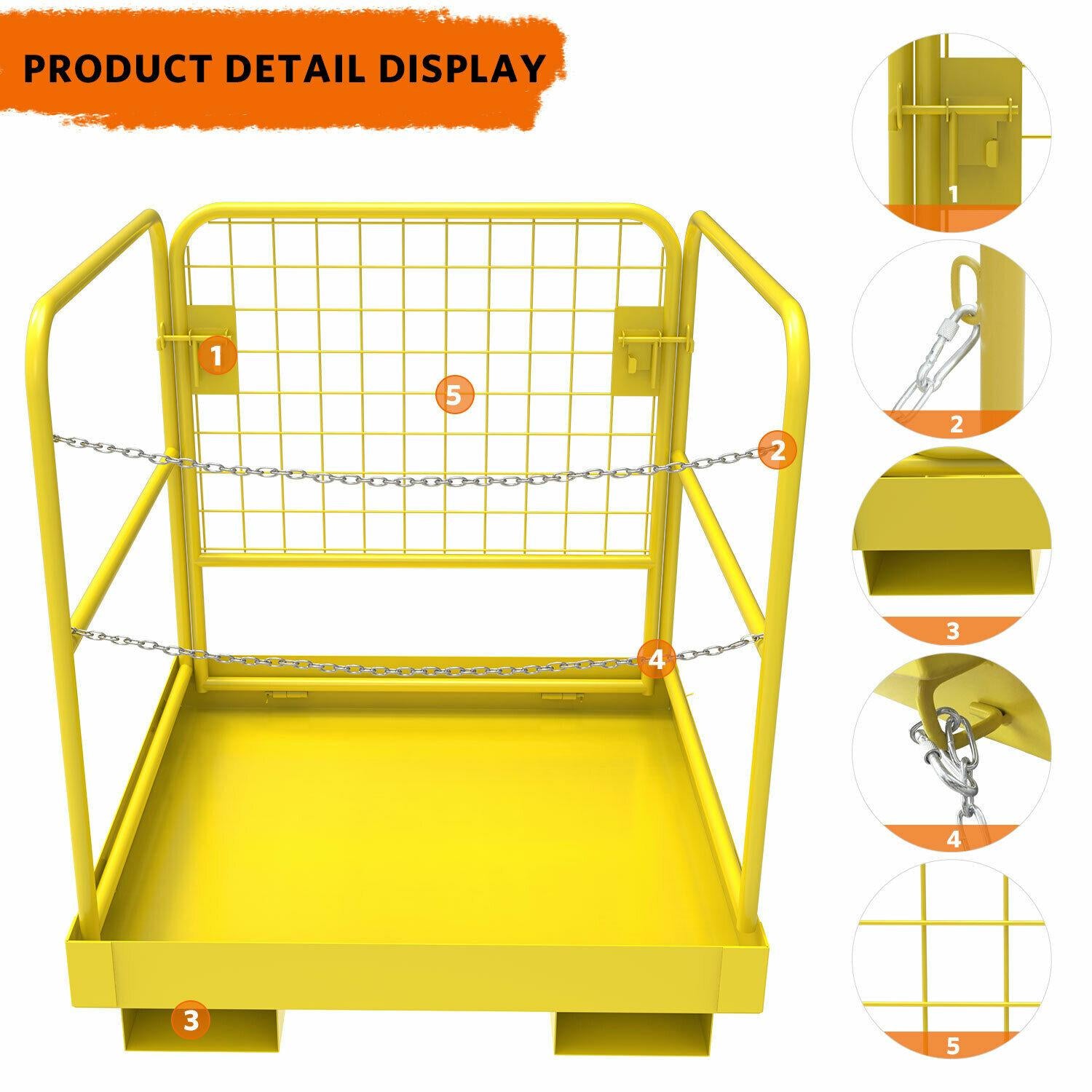 Forklift Safety CaWork Platform Basket 36"x36" Heavy Duty Steel Collapsible