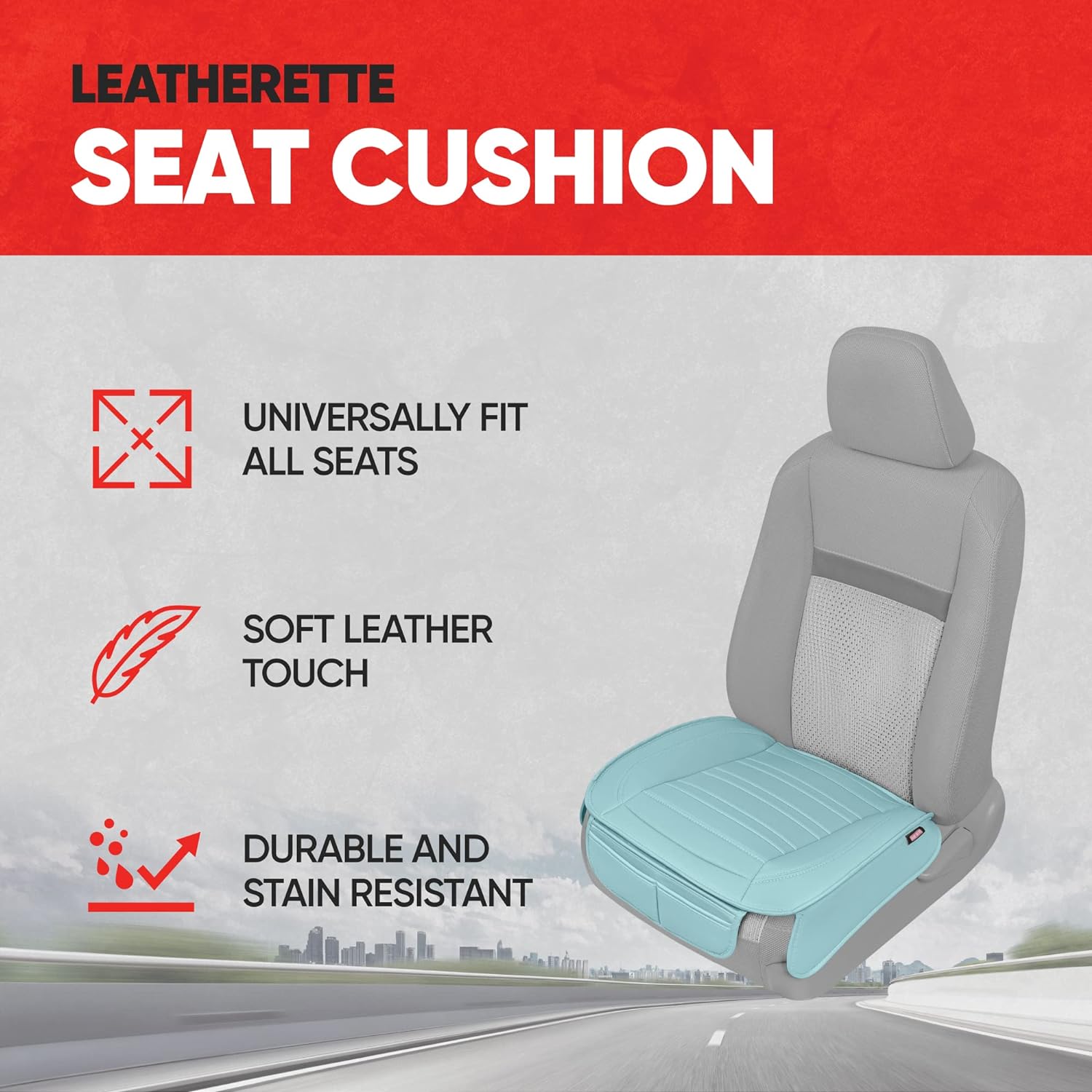 Motor Trend Seat Covers for Cars Trucks SUV, Faux Leather 2-Pack Mint Padded Car Seat Covers with Storage Pockets, Premium Interior Car Seat Cover