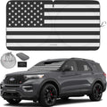 Autoamerics 1-Piece Windshield Sun Shade B&amp;W American Flag USA Patriotic  - Foldable Car Front Window Sunshade for Most Sedans SUV Truck - Blocks Max UV Rays and Keeps Your Vehicle Cool - Medium