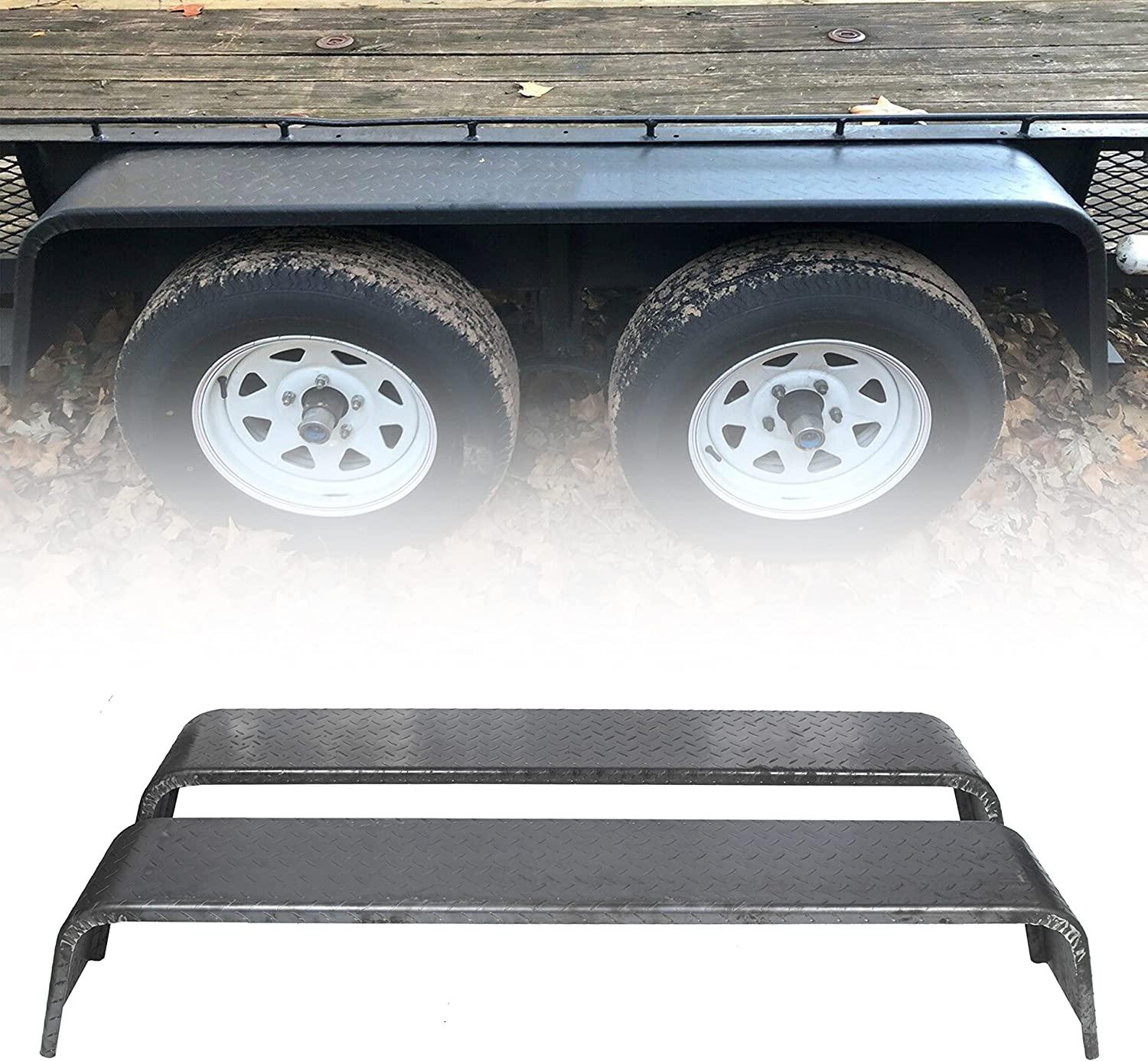 Steel 14 GauDiamond Tread Plate Tandem Axle Trailer Fenders 10"x72"x13" (Fit 13"-15" Tires) - 2 Pcs
