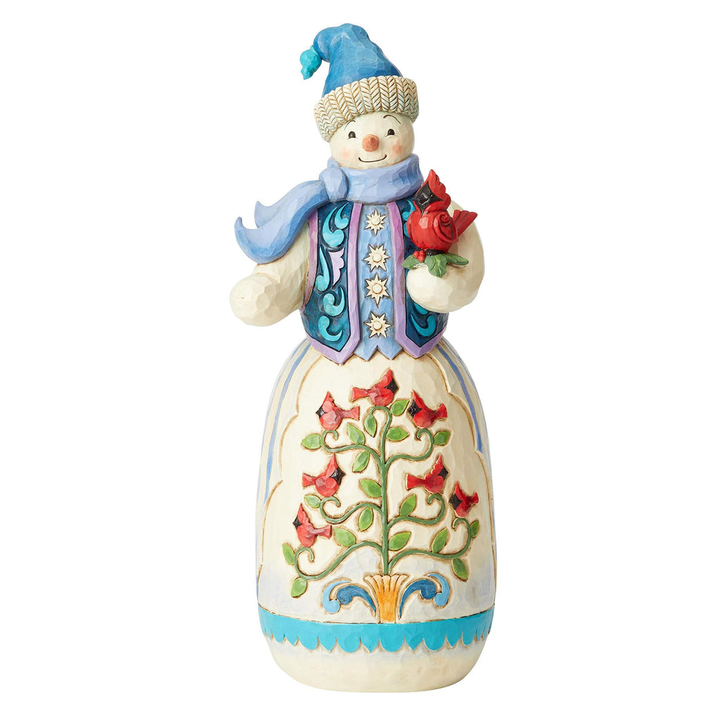 Enesco Jim Shore Heartwood Creek Snowman with Cardinal Statue, 20 Inches High