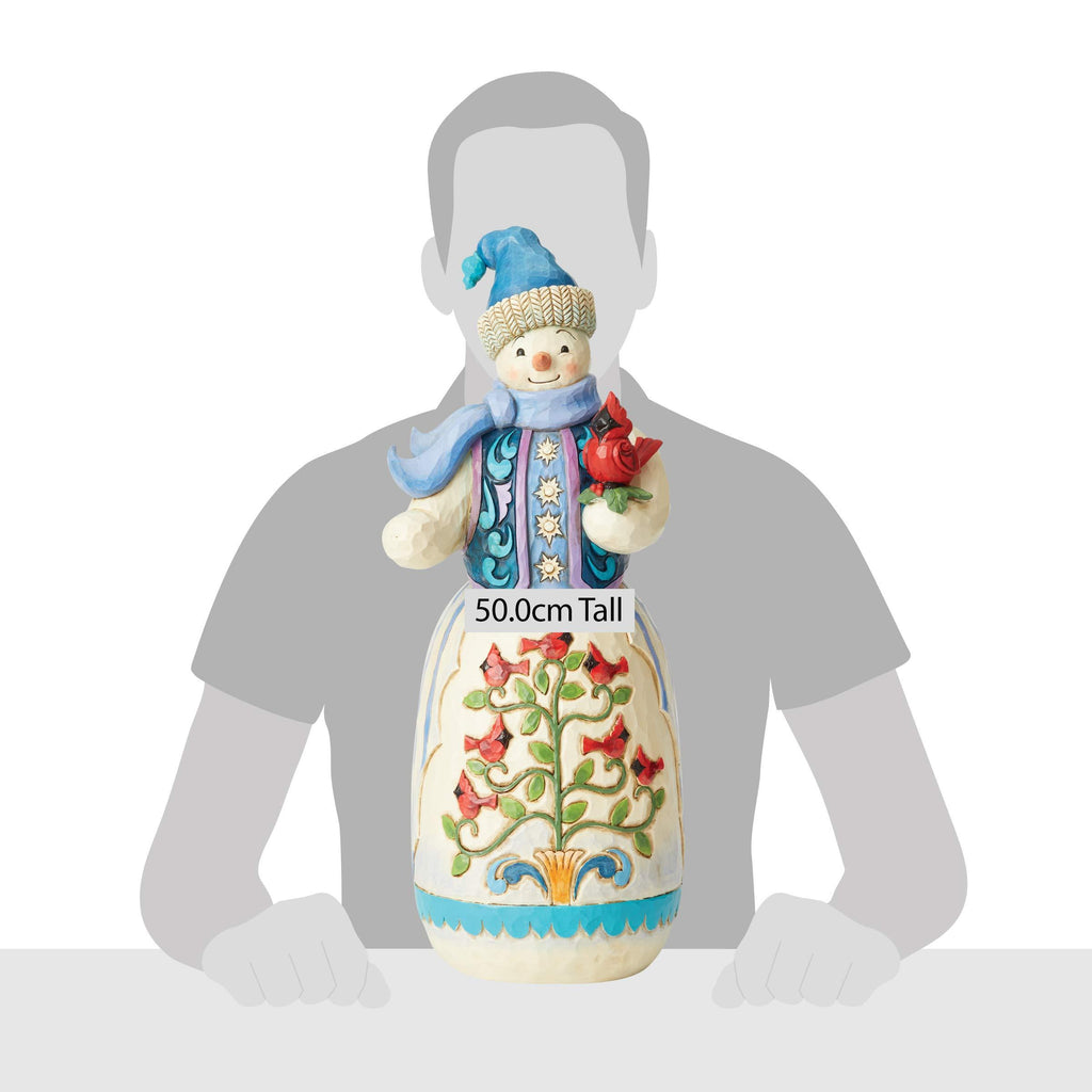 Enesco Jim Shore Heartwood Creek Snowman with Cardinal Statue, 20 Inches High