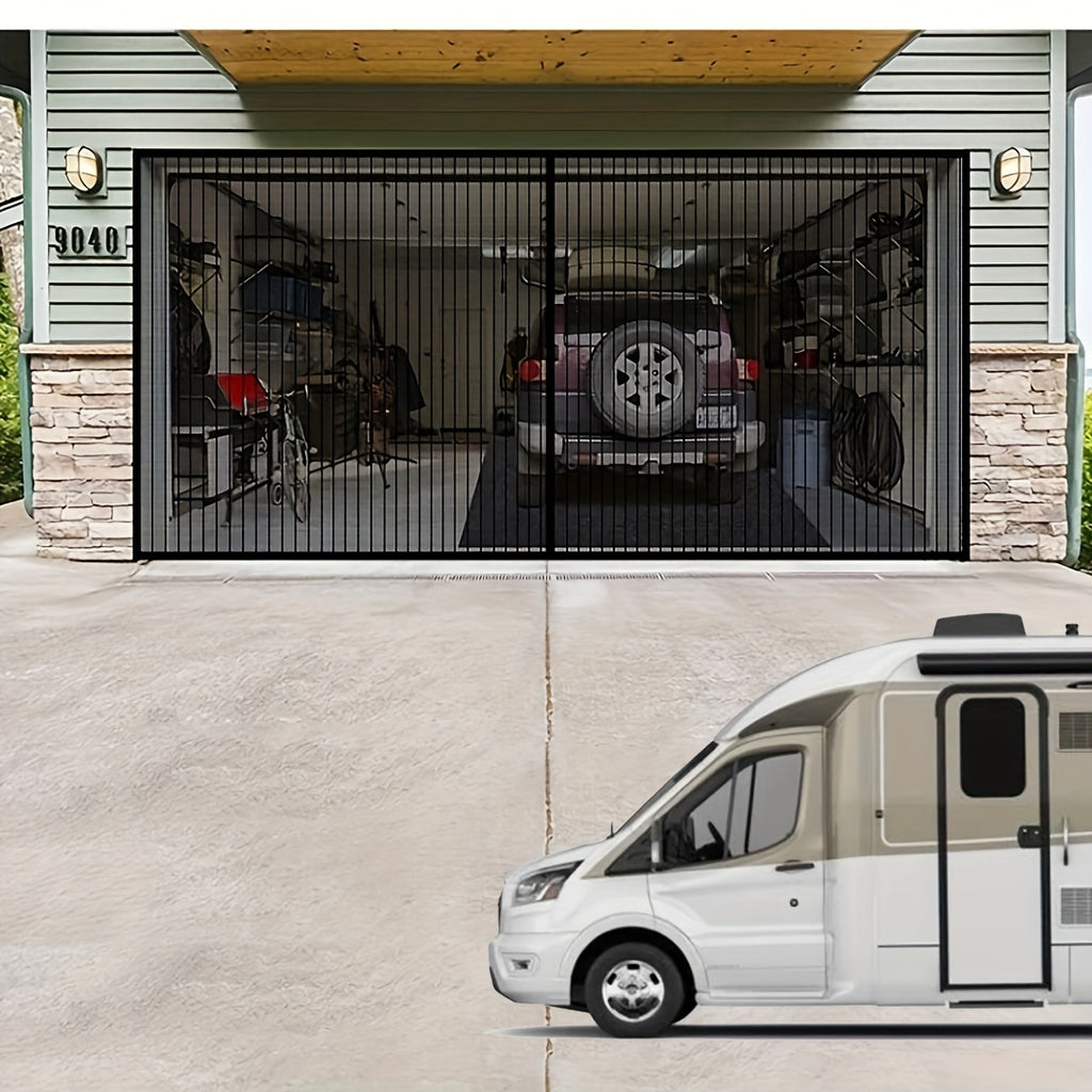 Double GaraScreen Door, 13*6.56FT Magentic GaraDoor Net For 2 Car GaraDoor Screen, Fiberglass GaraScreen Cover Kit, Magnets And Weighted