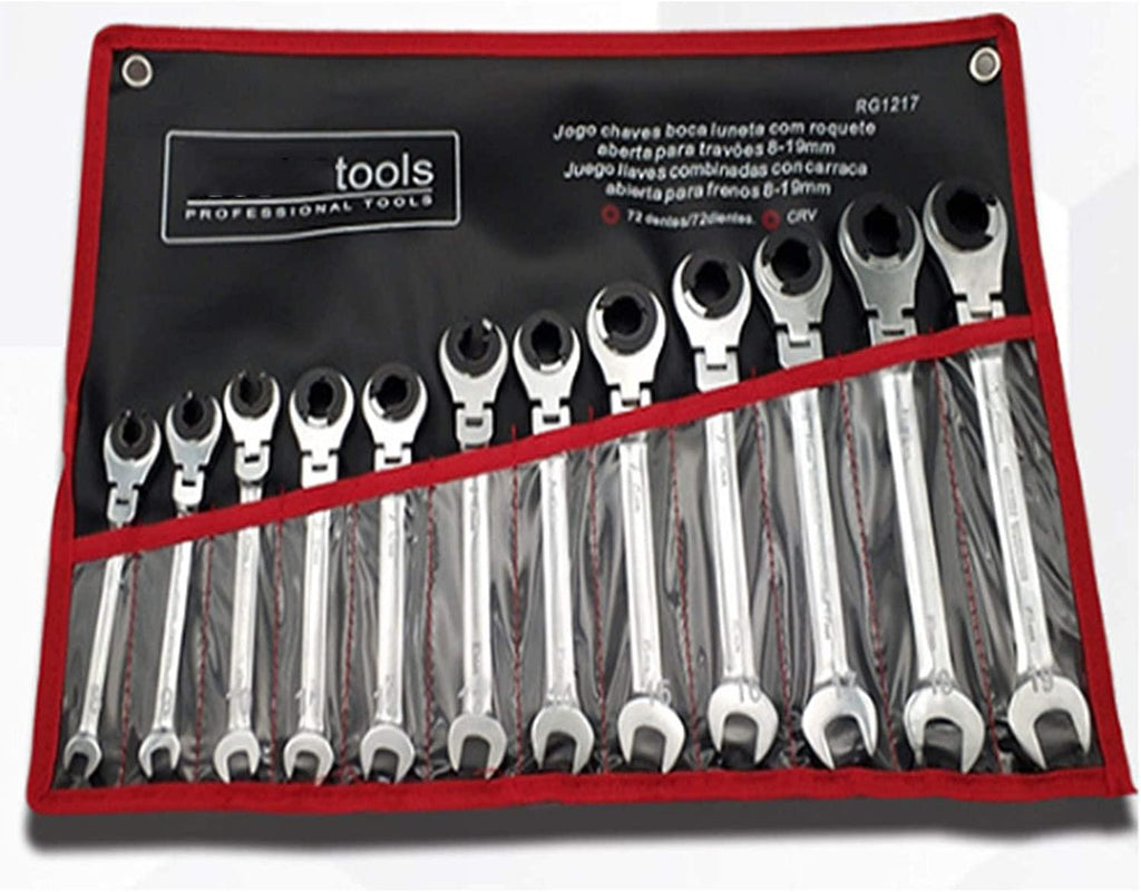 Tubing Ratchet Wrench Set, 180° Movable Flexible Head RatchetFix Tubing Two-Way Ratchet Wrench for Hand Maintain Repair Tool 8MM-19MM (12PCS)