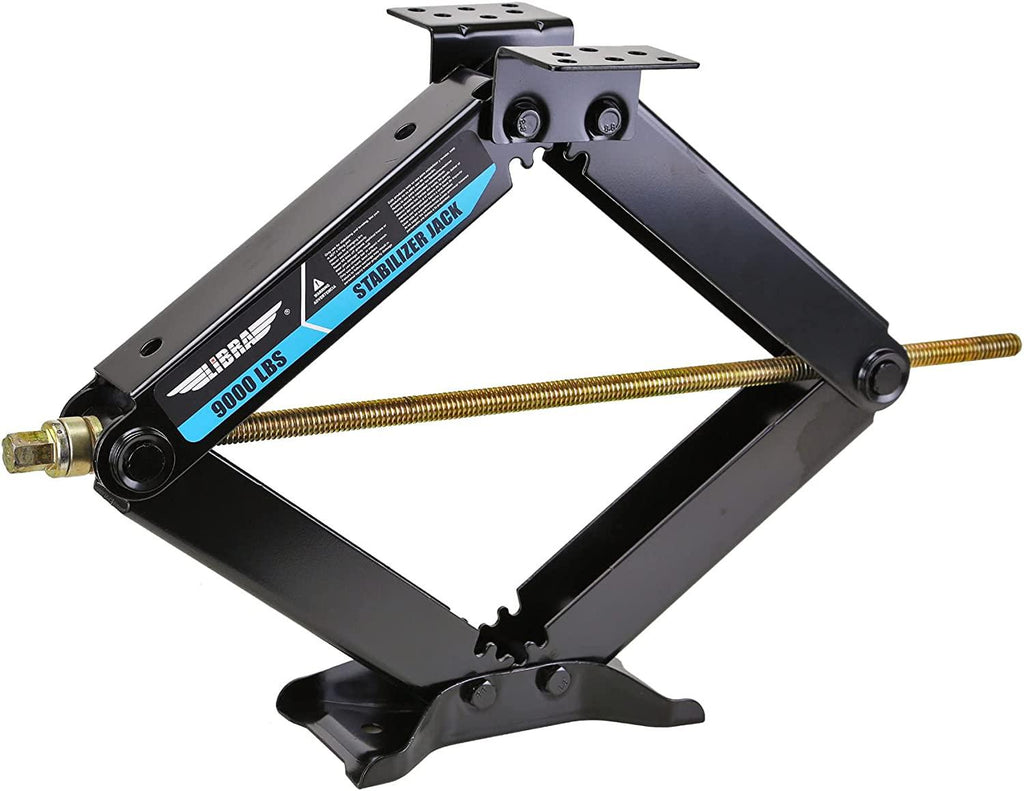Set 4 LIBRA 9K lb Heavy Duty 24" RV Trailer Stabilizer Leveling Scissor Jacks w/Dual Power Drill Sockets & Complete Set of Mounting Hardware -Model# 26098