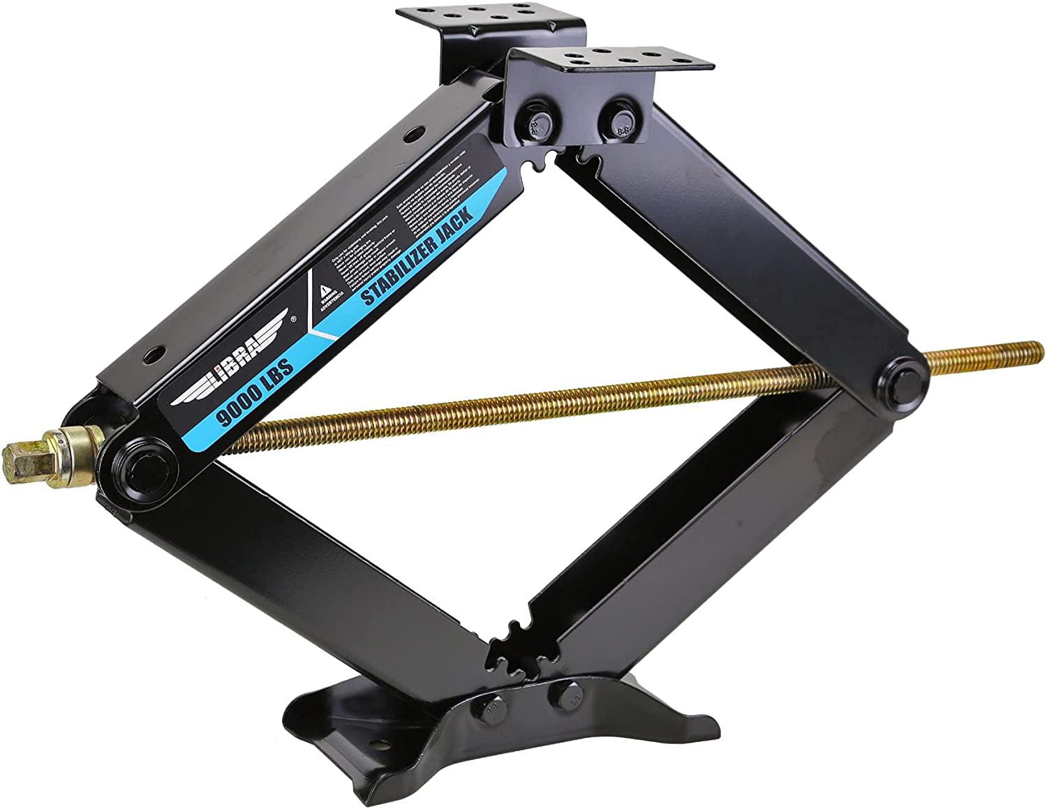 Set 4 LIBRA 9K lb Heavy Duty 24" RV Trailer Stabilizer Leveling Scissor Jacks w/Dual Power Drill Sockets & Complete Set of Mounting Hardware -Model# 26098