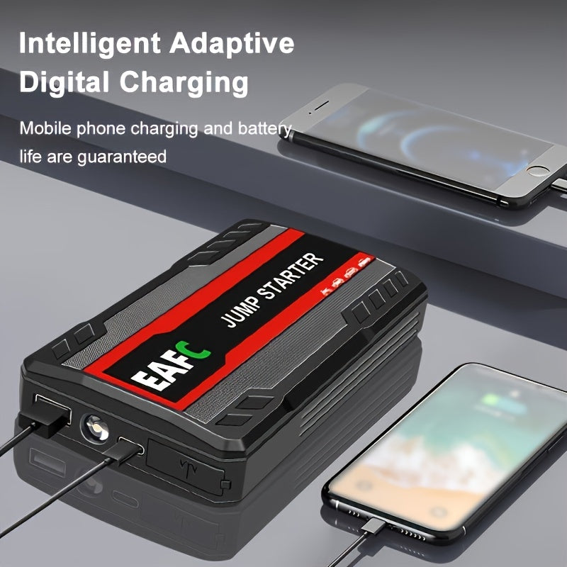 Portable Car Jump Starter Battery Power Bank Emergency Booster With LED Light 12V Auto Starting Device Support Starting 12V Gasoline Cars Up To 101.44oz