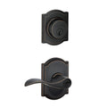 Camelot Aged Bronze Single Cylinder Deadbolt with Accent Entry Door Lever Combo Pack