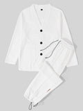 mens texture solid color button front cardigan basics two pieces outfits