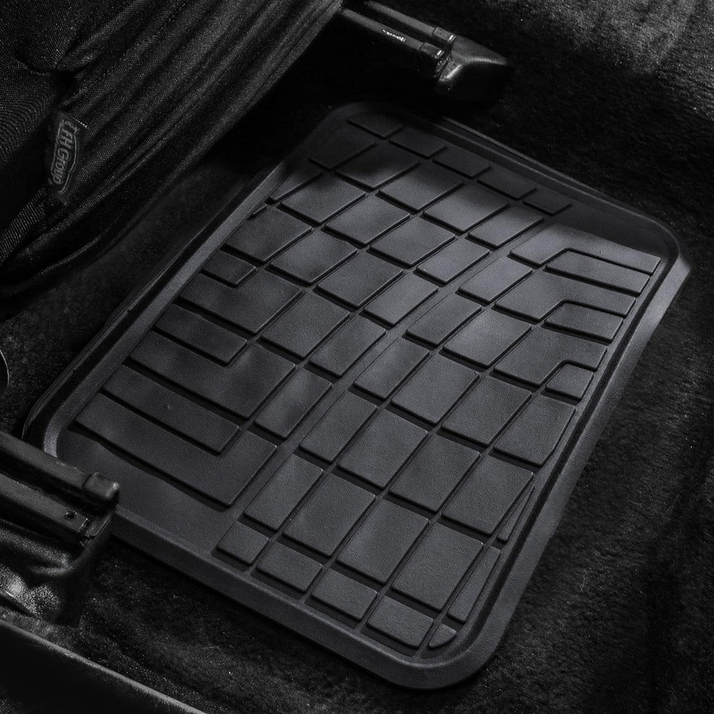 FH Group Automotive Floor Mats - Heavy-Duty Rubber Floor Mats for Cars, Universal Fit Full Set, Climaproof Floor Mats, Trimmable Floor Mats for Most Sedan, SUV, Truck Floor Mats Gray Black