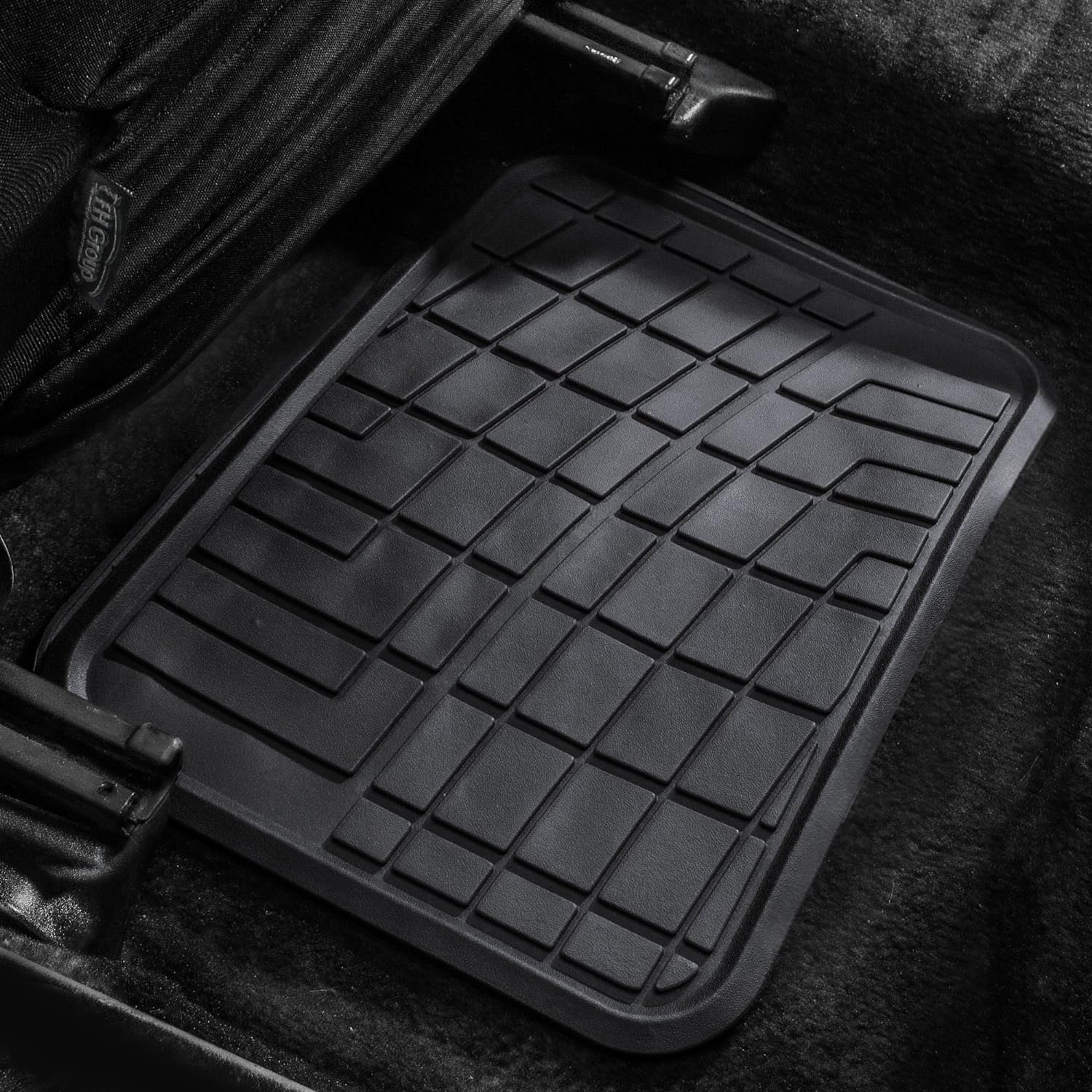 FH Group Automotive Floor Mats - Heavy-Duty Rubber Floor Mats for Cars, Universal Fit Full Set, Climaproof Floor Mats, Trimmable Floor Mats for Most Sedan, SUV, Truck Floor Mats Gray Black