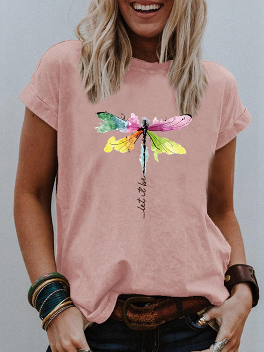 Printed Round Neck Short-sleeved T-shirt