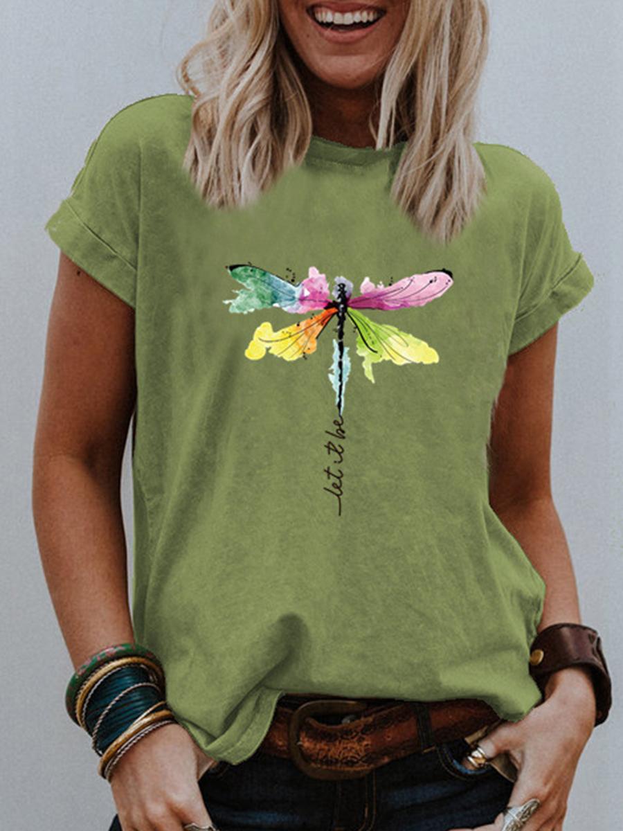 Printed Round Neck Short-sleeved T-shirt