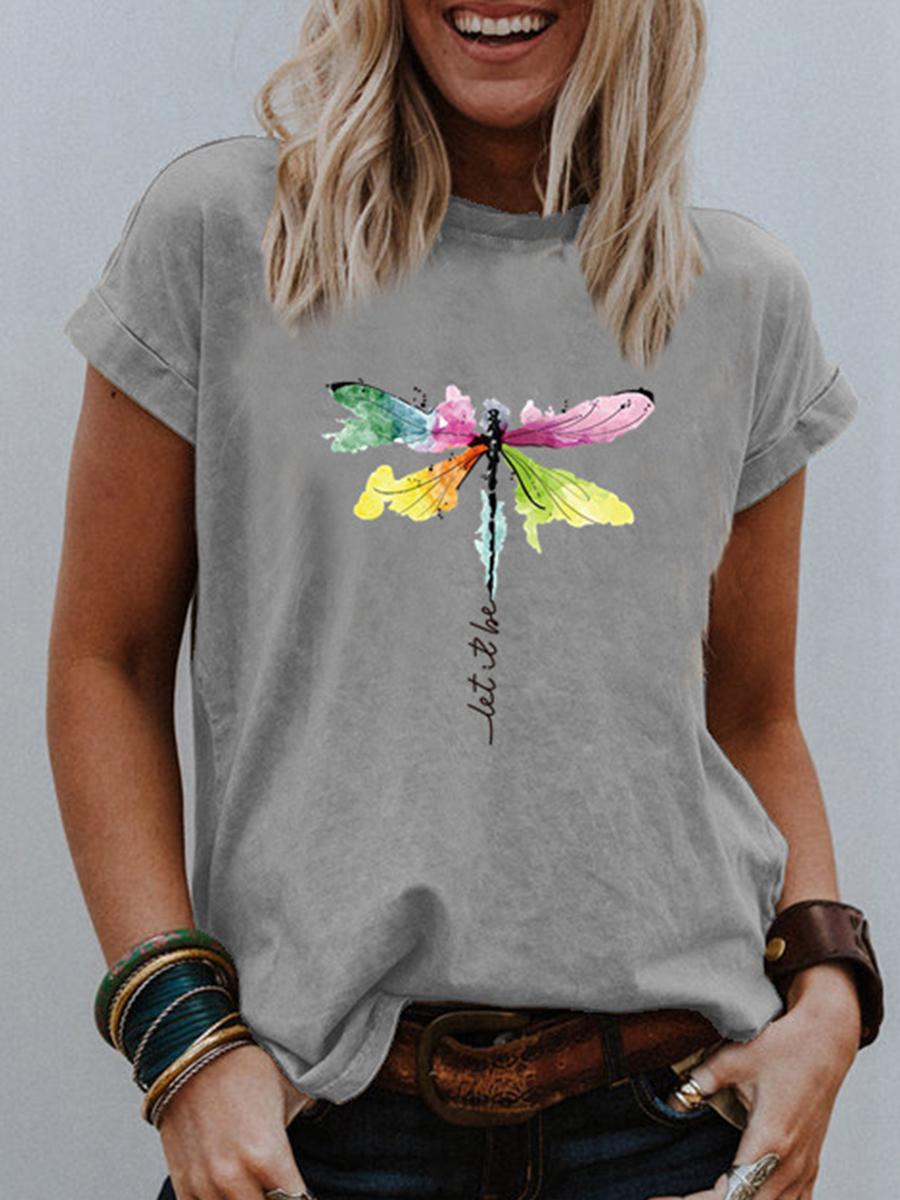Printed Round Neck Short-sleeved T-shirt