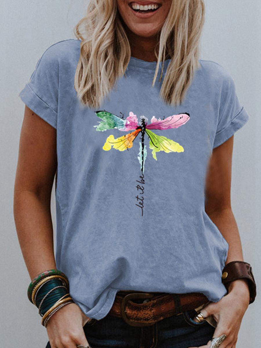 Printed Round Neck Short-sleeved T-shirt