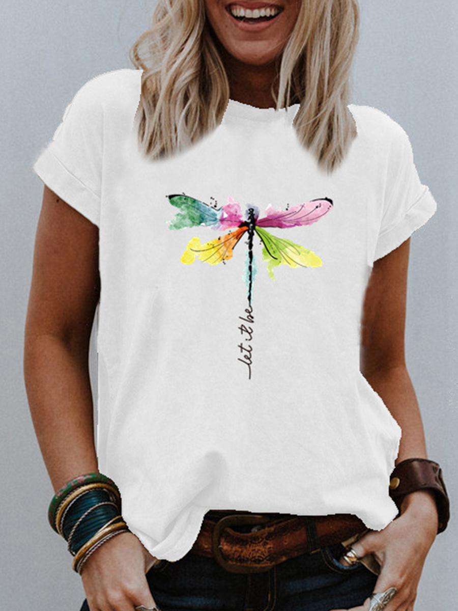 Printed Round Neck Short-sleeved T-shirt