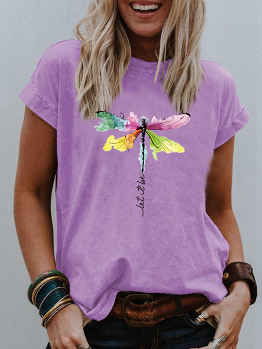 Printed Round Neck Short-sleeved T-shirt