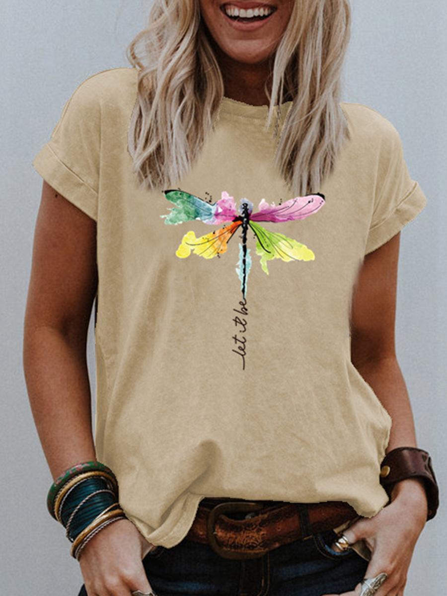 Printed Round Neck Short-sleeved T-shirt