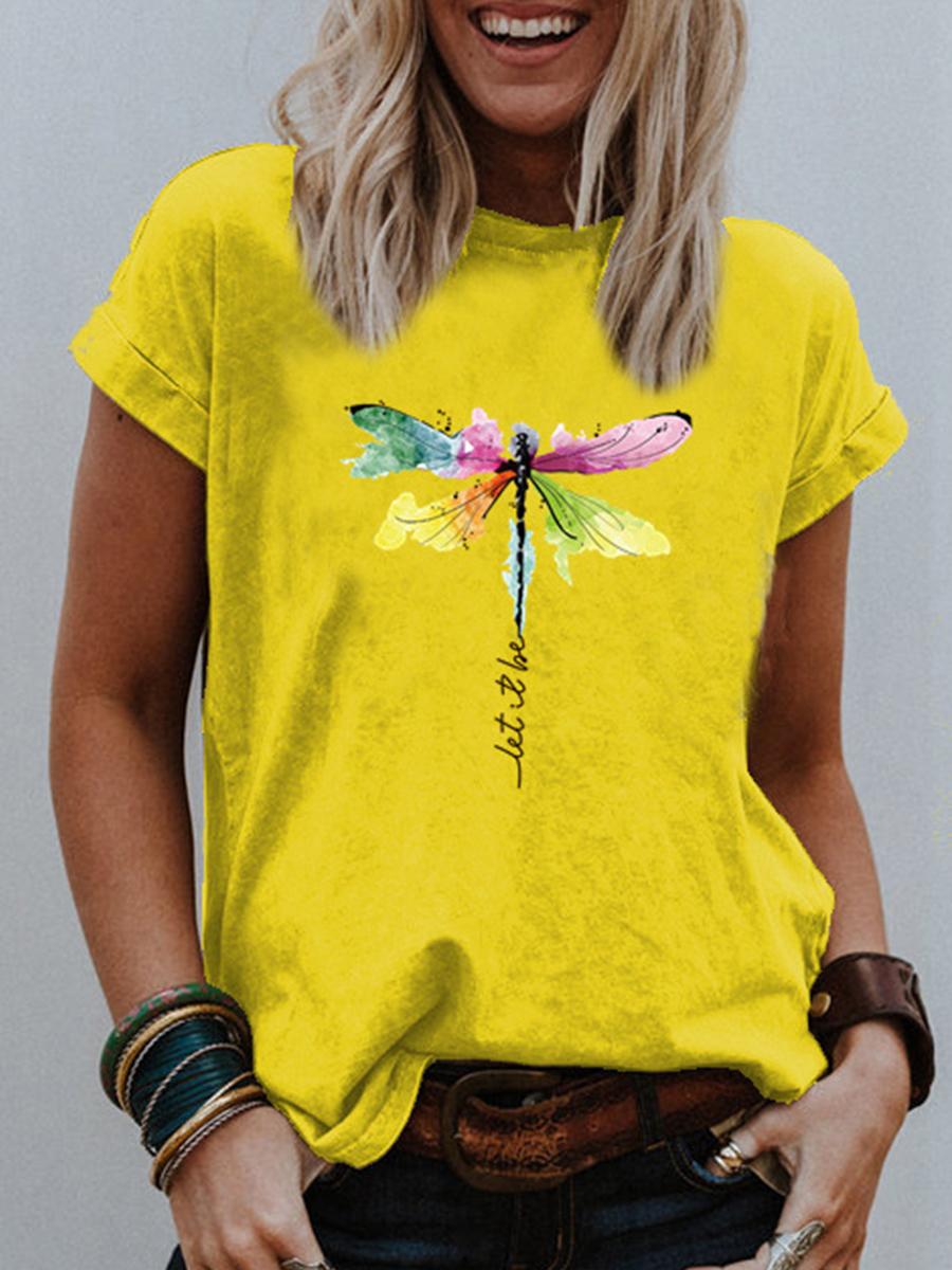 Printed Round Neck Short-sleeved T-shirt