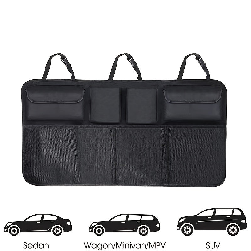 Car Trunk Organizer, Adjustable Backseat StoraBag Net High Capacity Multi-use Oxford Automobile Seat Back Organizers Universal Gifts