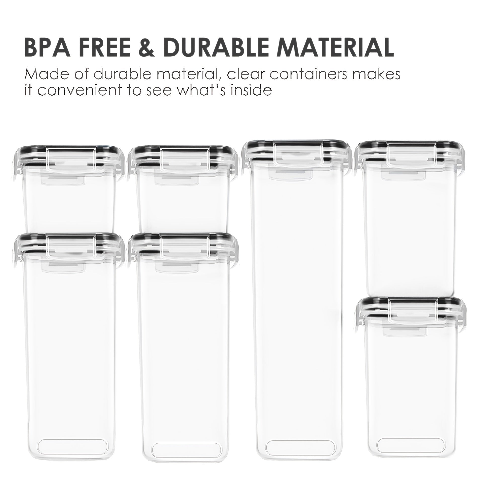 3/4/7pcs Plastic Airtight Food Containers For Kitchen Organization With Lids, 24 Labels, 1 Marker For Cereal And Flour StoraContainers PP Material