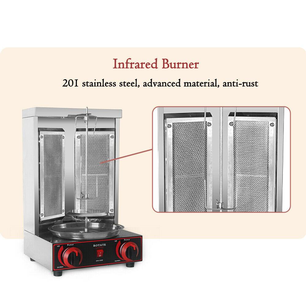 Steel LPG Shawarma Grill Doner Kebab Machine 110V Automatic Rotation
