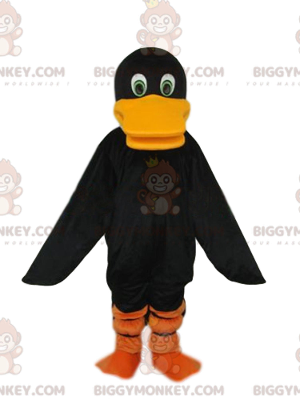 BIGGYMONKEYMascot Costume Black Duck With Big OranBeak