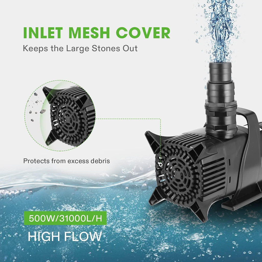 VIVOSUN 5284 GPH Submersible Water Pump, 400W Pond Pump, Ultra Quiet Aquarium Pump with 29.5FT Lift Height for Pond, Waterfall, Fish Tank, Statuary, Hydroponic