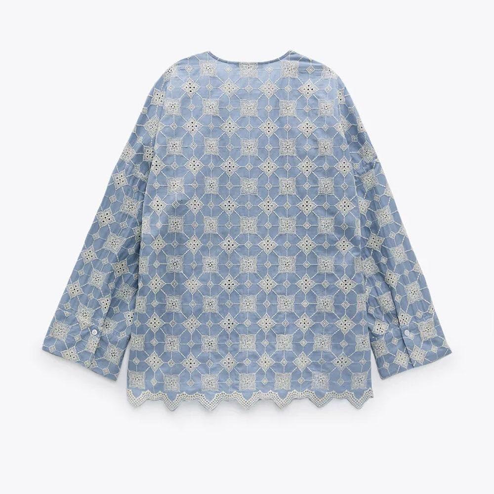 retro casual loose v-neck blouse