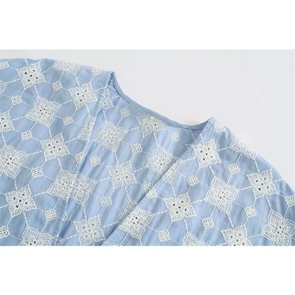 retro casual loose v-neck blouse