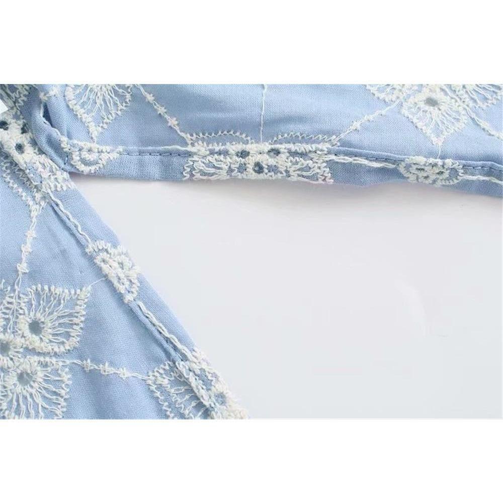 retro casual loose v-neck blouse