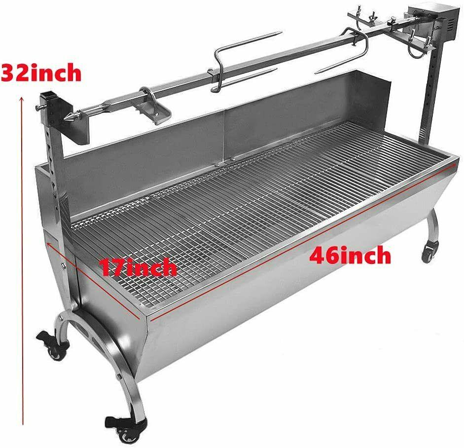 Lar Steel BBQ Pig Lamb Goat Chicken Spit Roaster Rotisserie Spit 46"