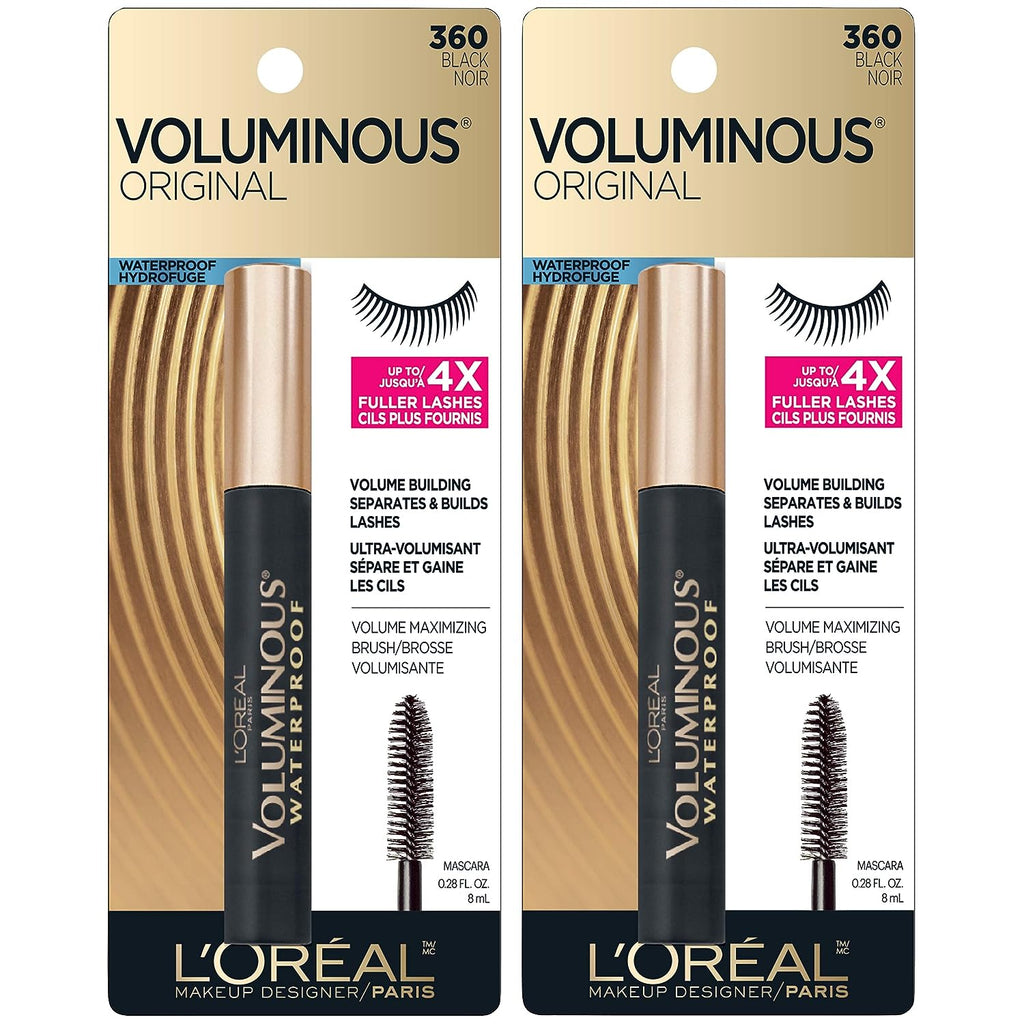 L'Oreal Paris Voluminous Original Waterproof Mascara, Black, 2 count