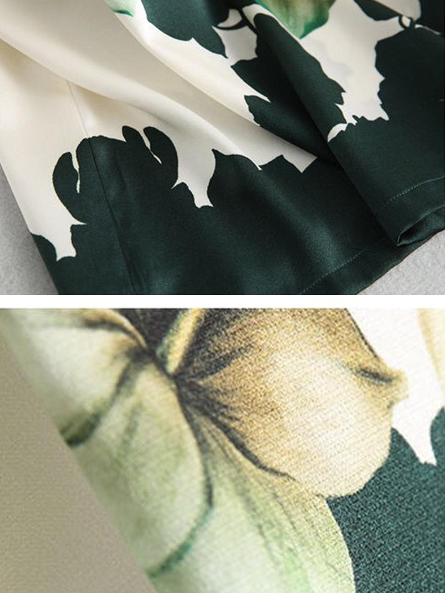 Crew Neck Ice Silk Print Bat Sleeve T-shirt